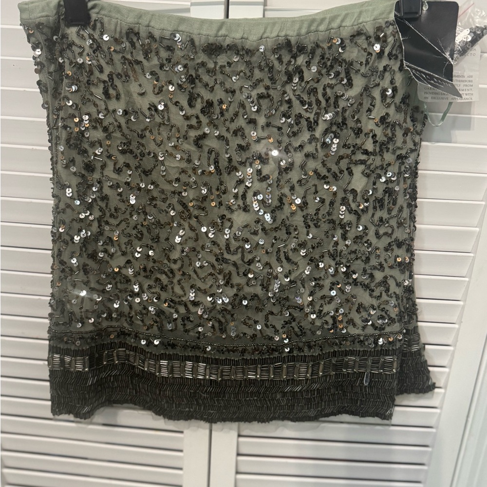 Zara Olive Sequin Mini Skirt